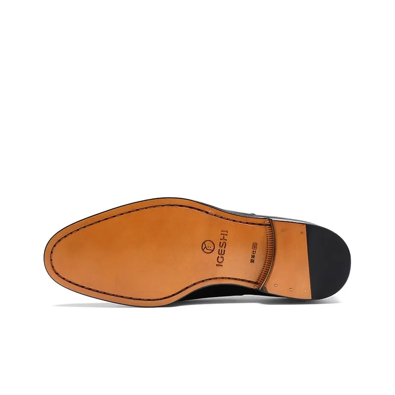 IGESHI Dress Shoes Men Low Top Apricot-4