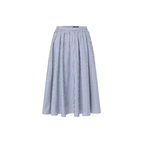 LOUIS VUITTON Pinstripe Silk Midi Skirt