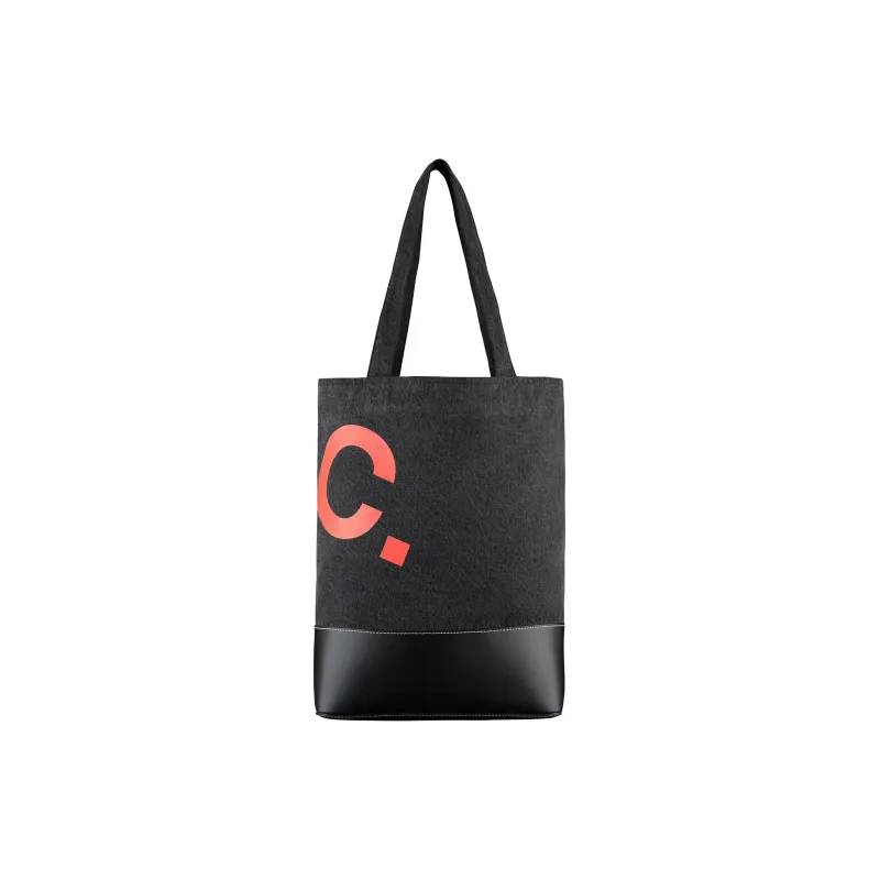 A.P.C Denim With Smooth Leather Tote Bag, Shopping Bag, Shoulder Bag, Handbag Men's Black & Multicolor-2