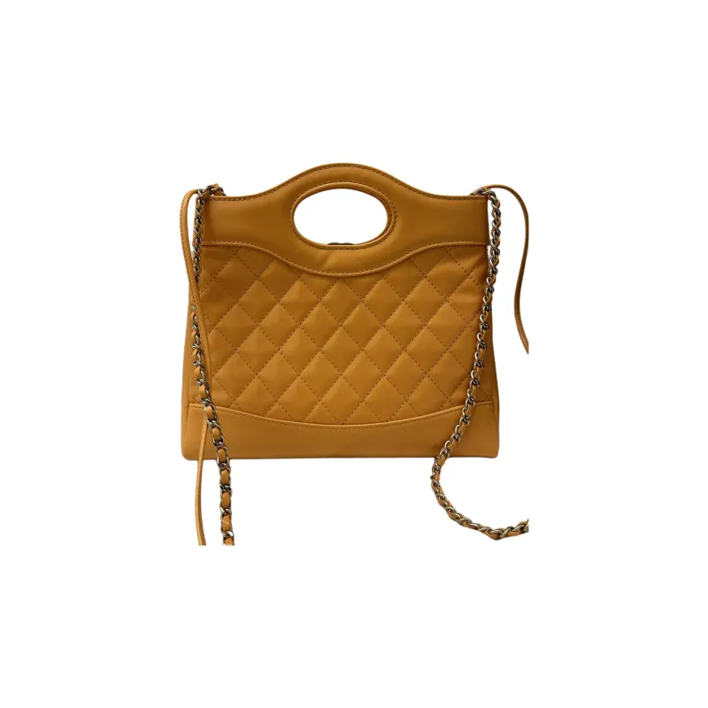 CHANEL Oil Wax Cow Leather One Shoulder Handbag Mini Women's Orange-2