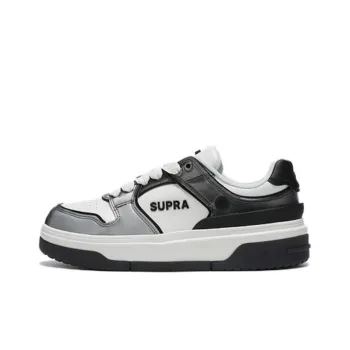 SUPRA 23FW Cushioning Wear-Resistant Low-Top Skateboard Shoes Unisex Black White Gray