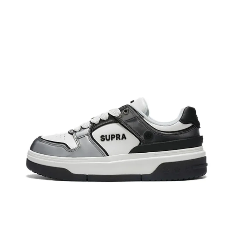 SUPRA 23FW Cushioning Wear-Resistant Low-Top Skateboard Shoes Unisex Black White Gray-0
