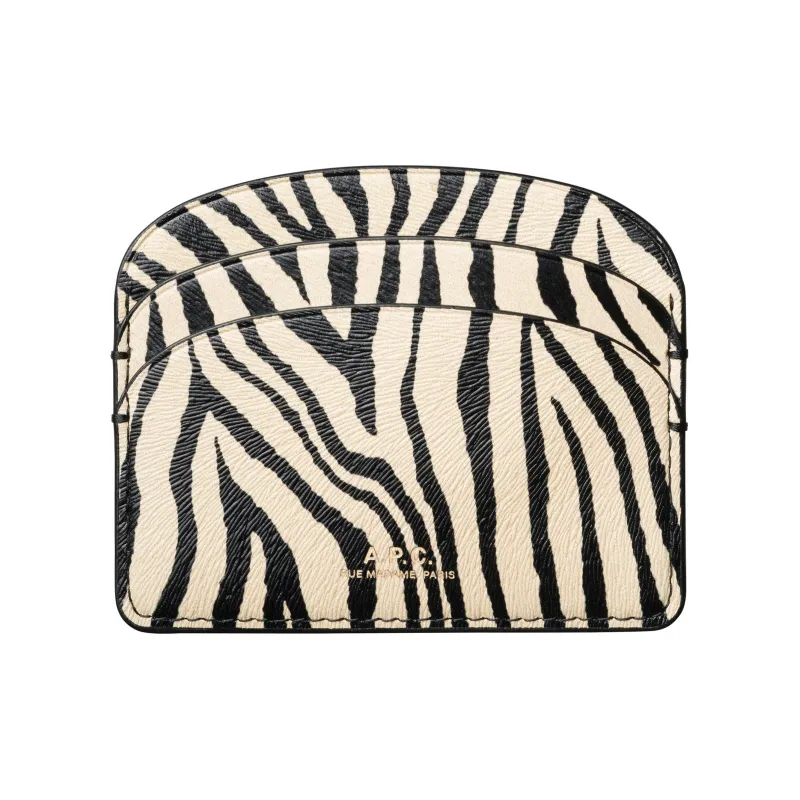 A.P.C Cow Leather Card Holder Women's Black & Beige-0