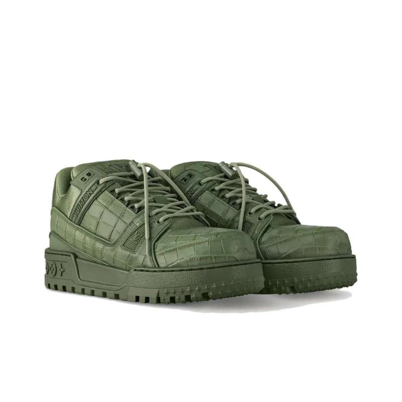 LOUIS VUITTON Trainer Maxi Little Chubby Ding Slip Resistant Low Top Skateboard Shoes Unisex Green-1