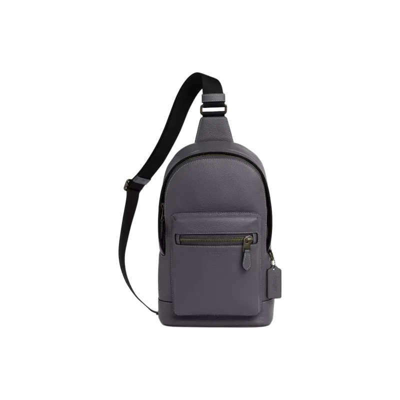 COACH West Leather Sling Bag, Crossbody Bag, Shoulder Bag Unisex Gunmetal & Industrial Gray-0