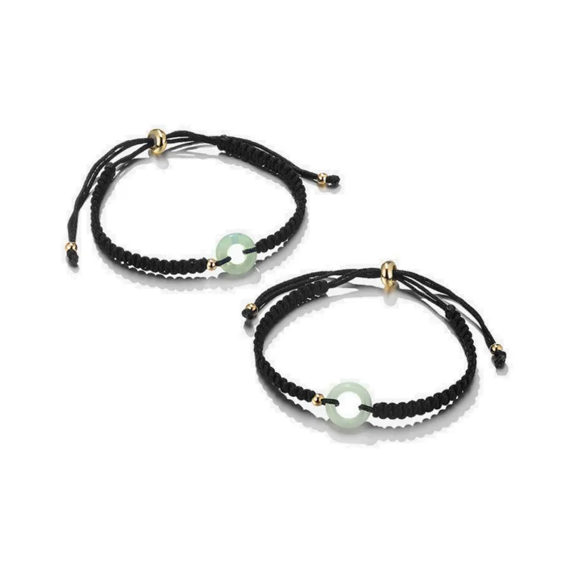 Artisan Lock Heart Jade Bean Type Jadeite Bracelets Unisex-4