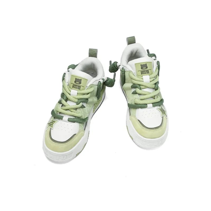 GREZHER Anti Slip And Wear Resistant Height Increasing Low Top Skateboard Shoes Unisex Avocado Green-2