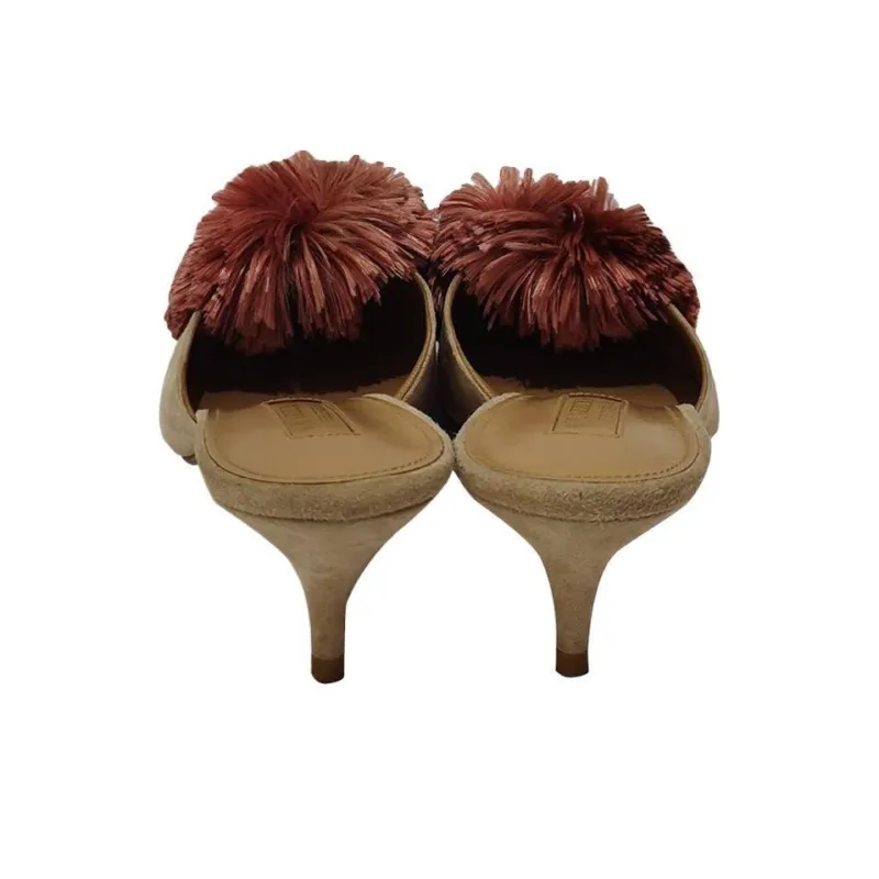 AQUAZZURA Wrap-toe Slippers Women's Brown Red-3