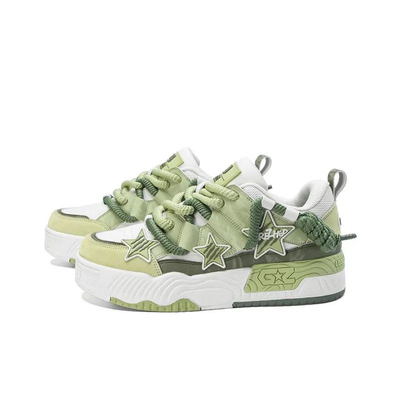 GREZHER Anti Slip And Wear Resistant Height Increasing Low Top Skateboard Shoes Unisex Avocado Green-1