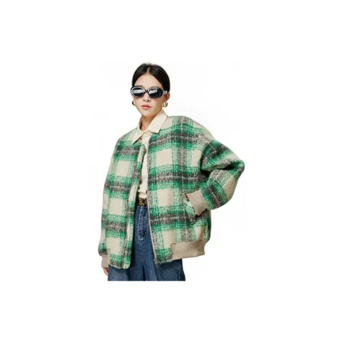 Weekly Jackets Women's Beige/Green Plaid