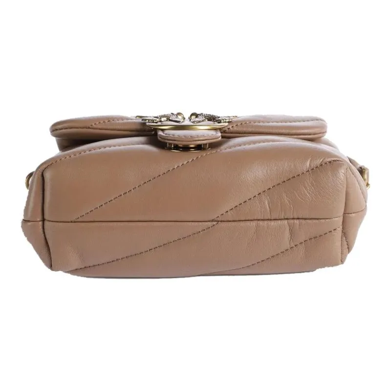 PINKO Leather Crossbody Bag, Shoulder Bag Women's Light Brown-4