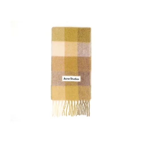 Acne Studios Vally Checked Scarf in White and Beige