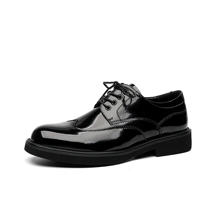 GZZ Dress Shoes Men Low Top Black-1