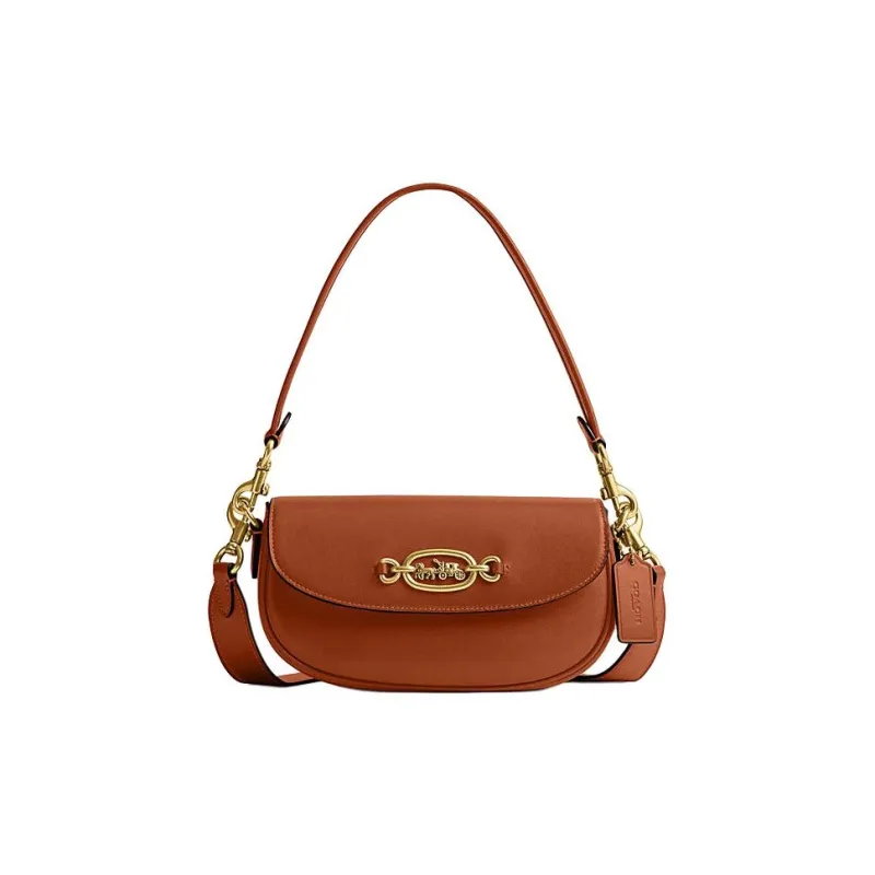 COACH Harley Cow Leather Saddle Bag Handbag Shoulder Bag Women's Brown-0