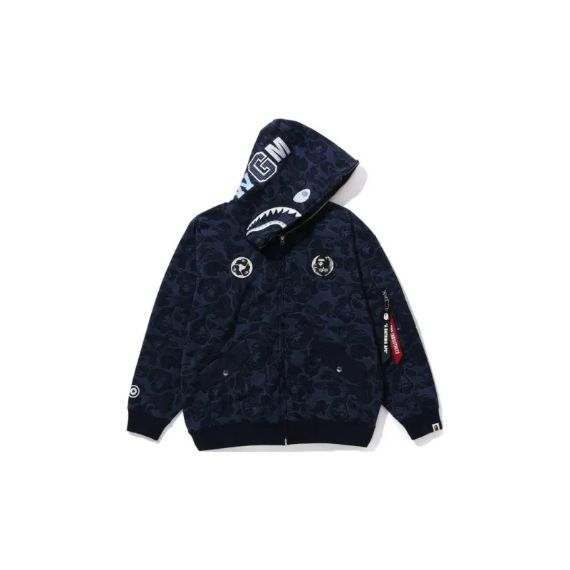 Bape X Alpha Industries Shark Full Zip Hoodie-1