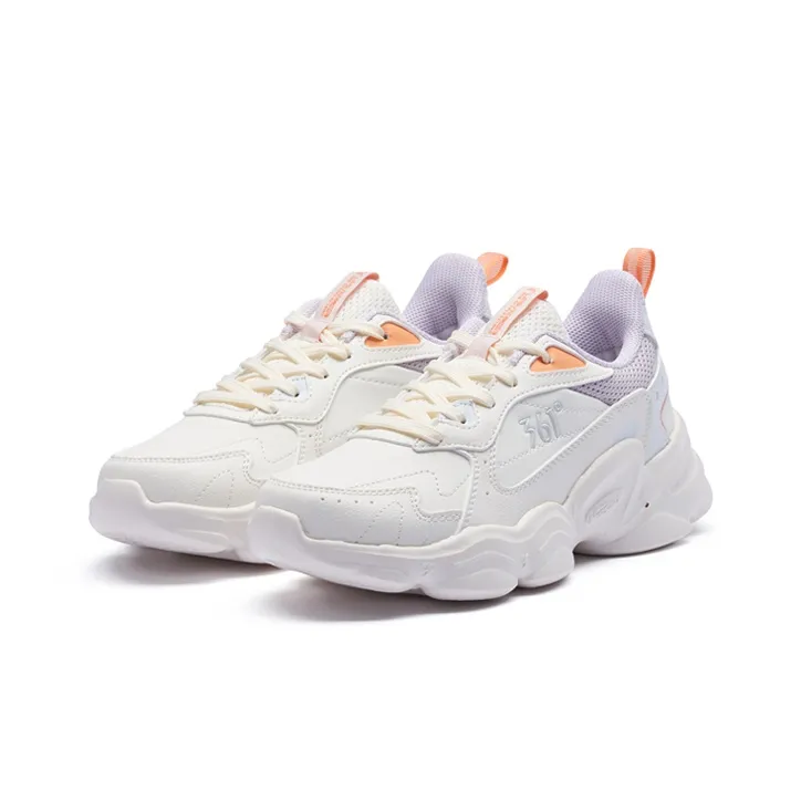361° Cloud Anti-Slip And Wear-Resistant Warm Low-Top Casual Shoes Women's White Purple-2