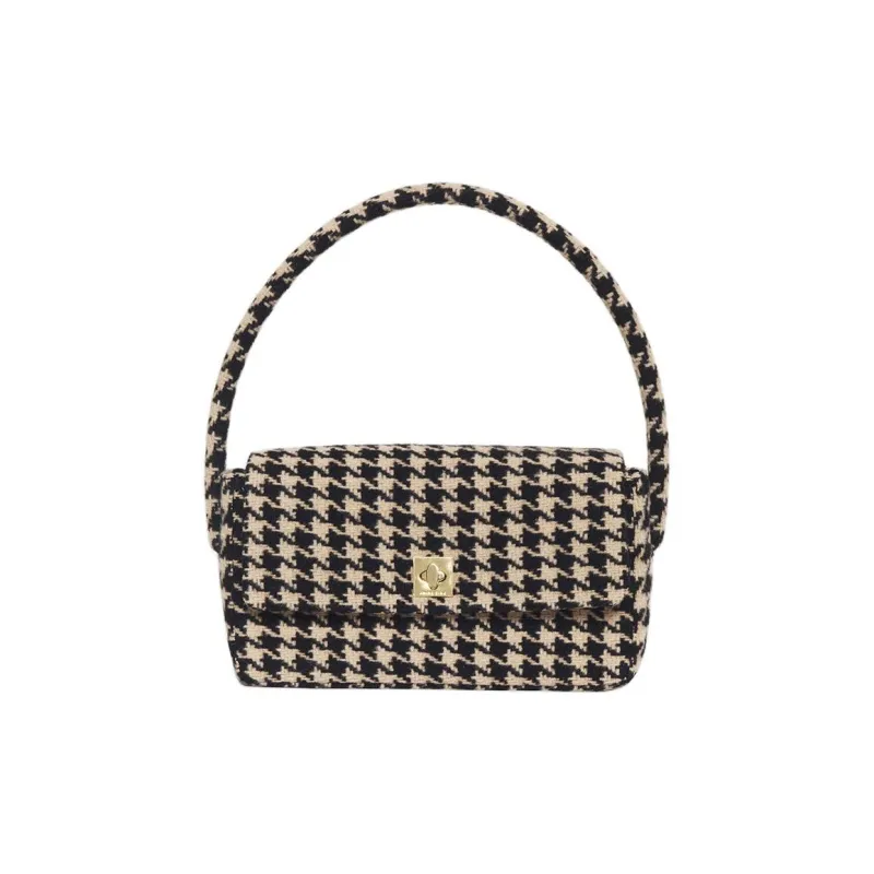 Anine Bing Nico Houndstooth Logo-Engraved Shoulder Bag-0