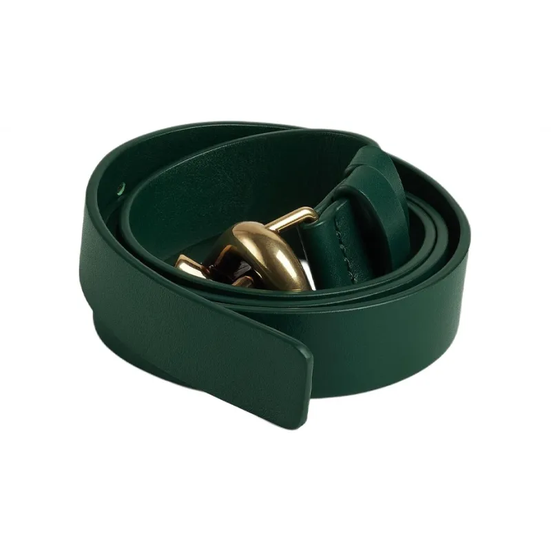 Bottega Veneta Cow Leather Metal Leather Belts Women's Green Width  2CM-1