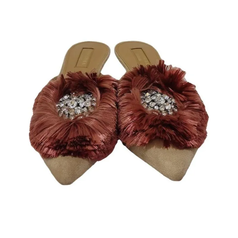 AQUAZZURA Wrap-toe Slippers Women's Brown Red-2