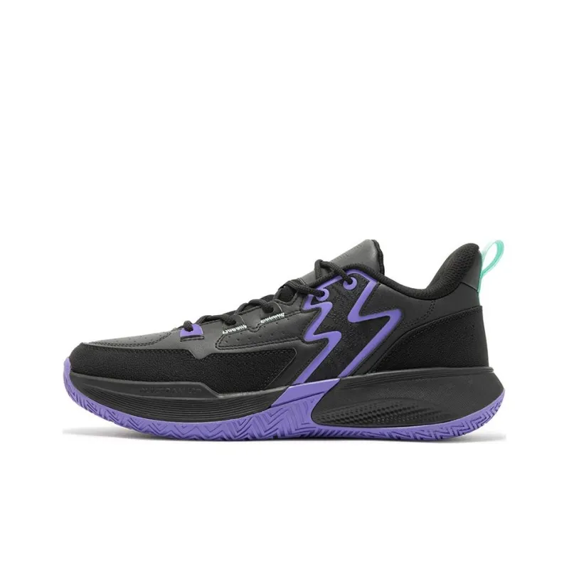 361° Cushioned Slip Resistant Low Top Basketball Shoes Men's Black Purple-0
