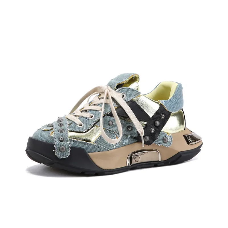 BELLALILY Slip Resistant Lightweight Height Increasing Low Top Chunky Sneakers Women's-7