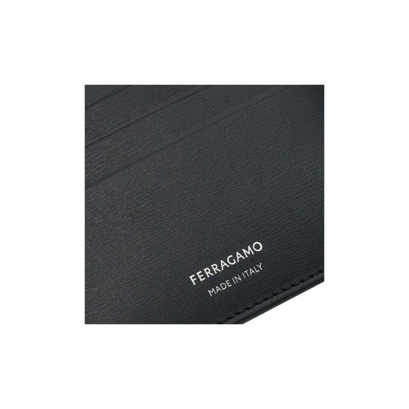 FERRAGAMO Calfskin Card Holder Men's Black-3