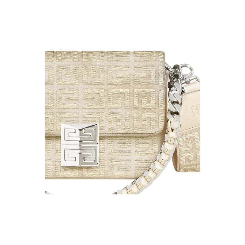 Givenchy 4G Embroidery Canvas Canvas Bag Shoulder Bag Crossbody Bag Small Size Women's Dusty Gold-4