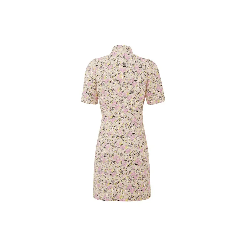 D'zzit Short Sleeved Dress Women's Print Flesh-1