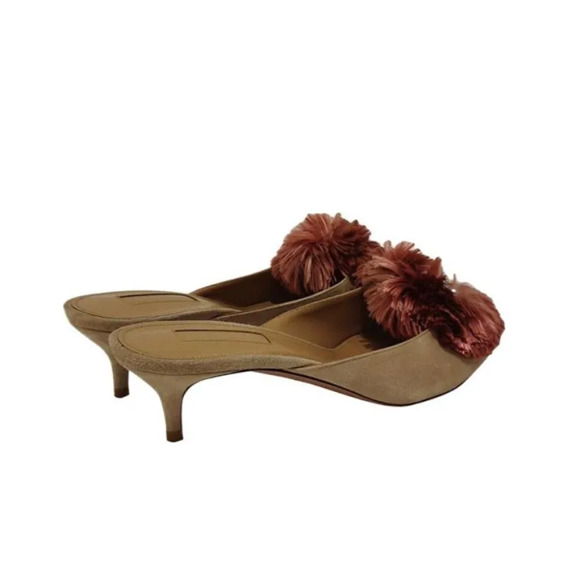 AQUAZZURA Wrap-toe Slippers Women's Brown Red-1