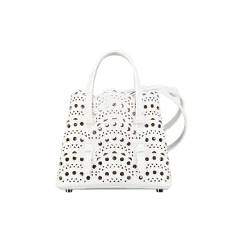 Alaia Calfskin Tote Bag, Shopping Bag, Crossbody Bag, Handbag Women's Optical White Color
