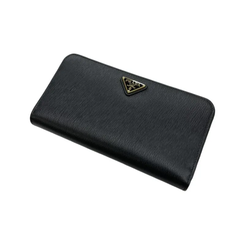 PRADA Cow Leather Wallet Tubas Women's Black-3