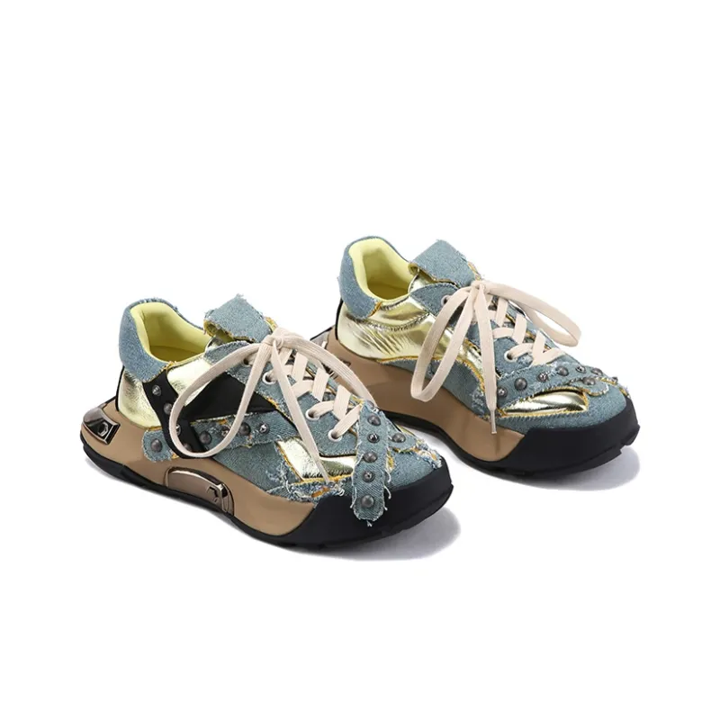 BELLALILY Slip Resistant Lightweight Height Increasing Low Top Chunky Sneakers Women's-9