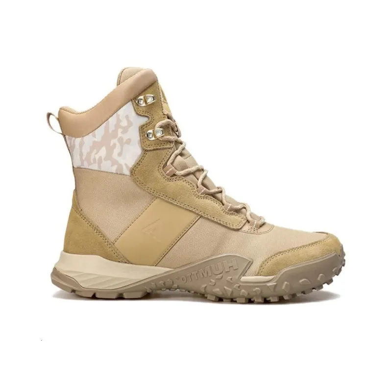 HUMTTO Anti Slip Wear Resistant High Top Outdoor Shoes Men's Brown Yellow-1