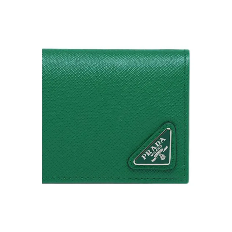 PRADA Saffiano Leather Card Holder, Wallet Men's Green-4