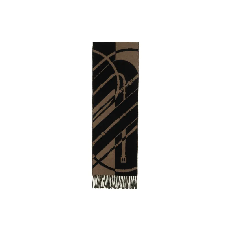 HERMES Knit Scarves Unisex Brown-1