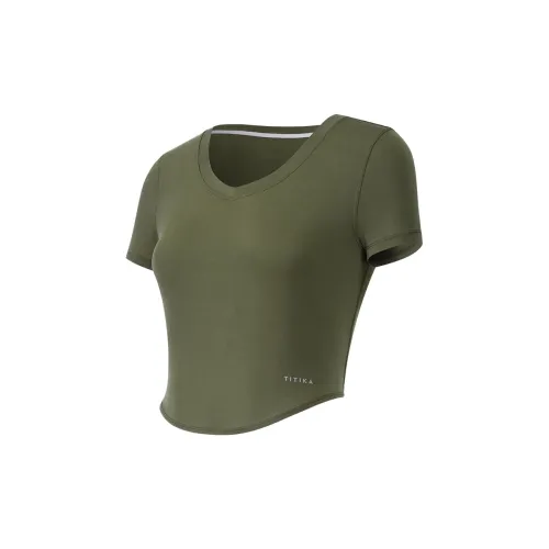 Titikaactive T-Shirts Women's Dark Olive Green