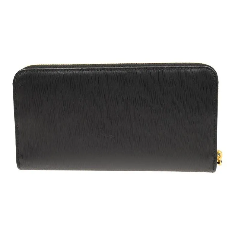 PRADA Cow Leather Wallet Tubas Women's Black-2