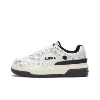 SUPRA 23FW Cushioning Wear-Resistant Low-Top Skateboard Shoes Unisex White Black