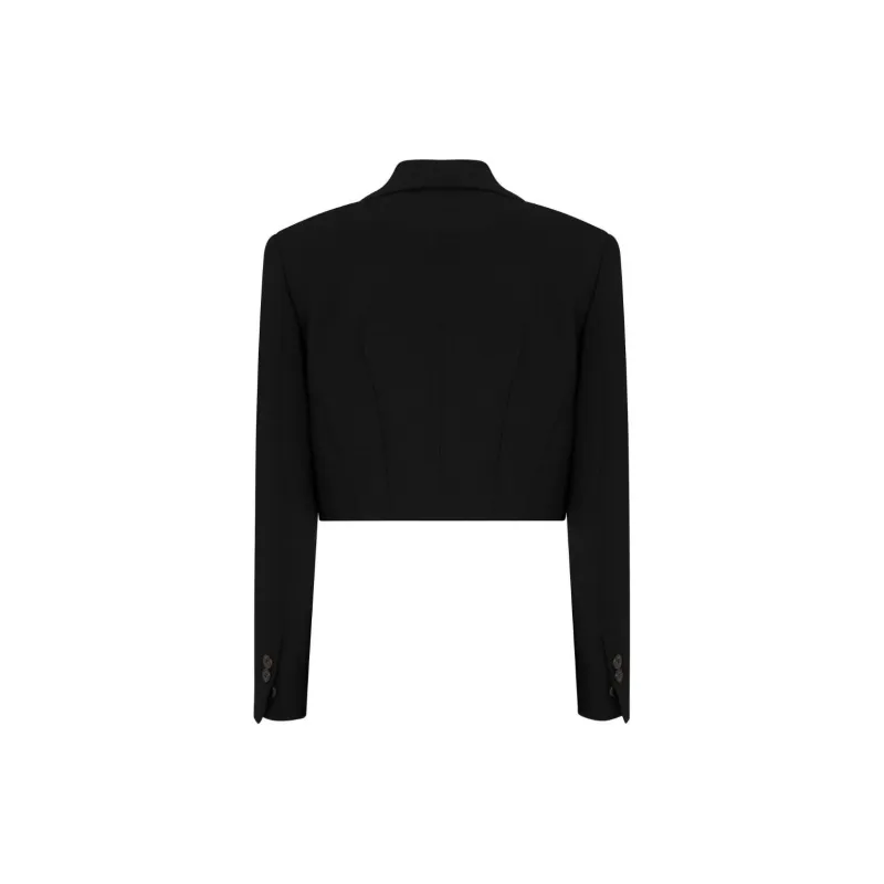 DSQUARED 2 Logo Plaque Long Sleeved Cropped Blazer-1