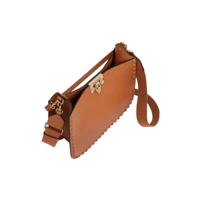 Valentino ROCKSTUD Calfskin Shoulder Bag Women's Almond-4