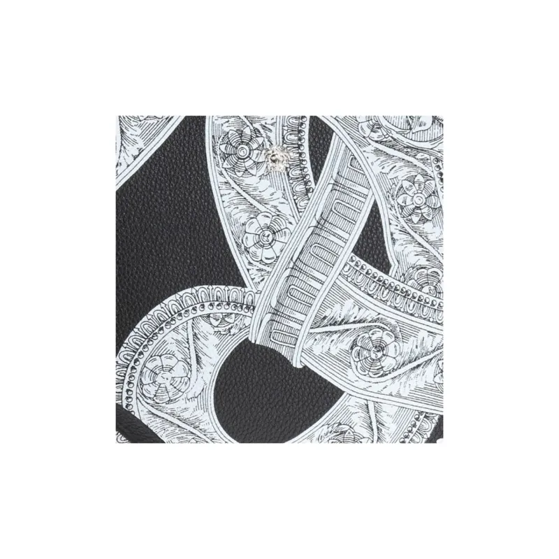 VERSACE Genuine Leather Clutch Men's Black & White-4