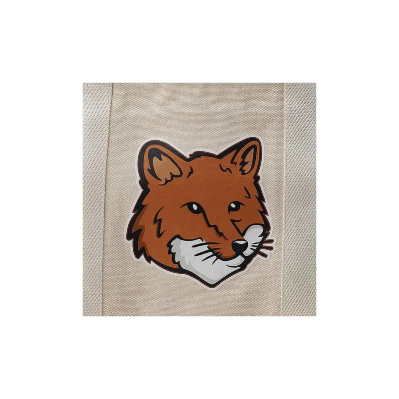 Maison Kitsune Cotton Fabric One Shoulder Handbag Women's Beige-9