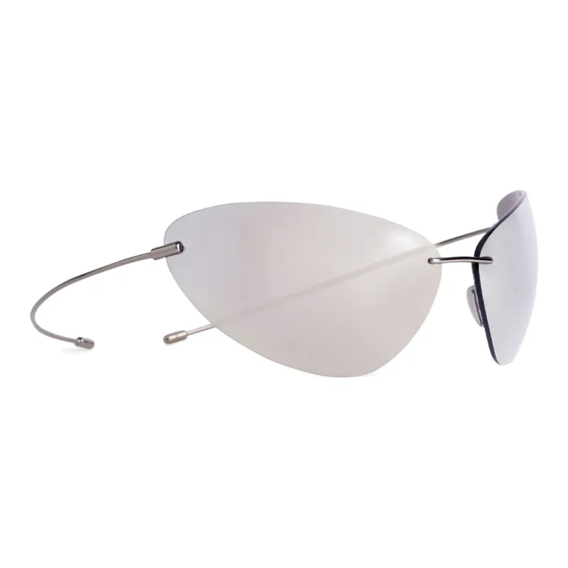 Balenciaga Metal Irregular Shape Sunglasses Men's Silver-0