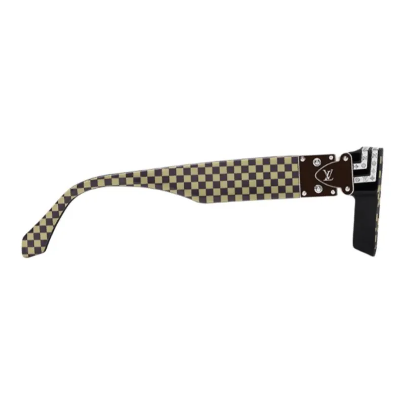 LOUIS VUITTON Acetate Irregular Shape Sunglasses Men's Black/Umber-2