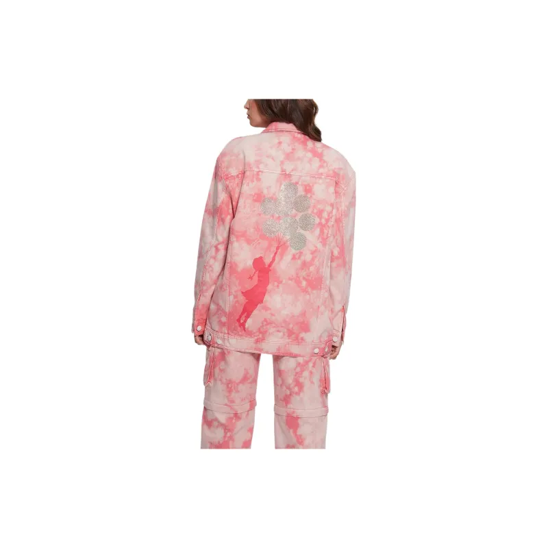 GUESS Oversized Denim Jacket Jackets Coats Women's Pink-1