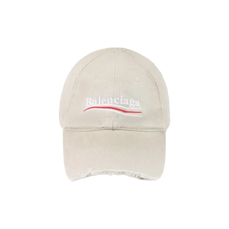 Balenciaga Distressed Logo Embroidered Baseball Cap-0