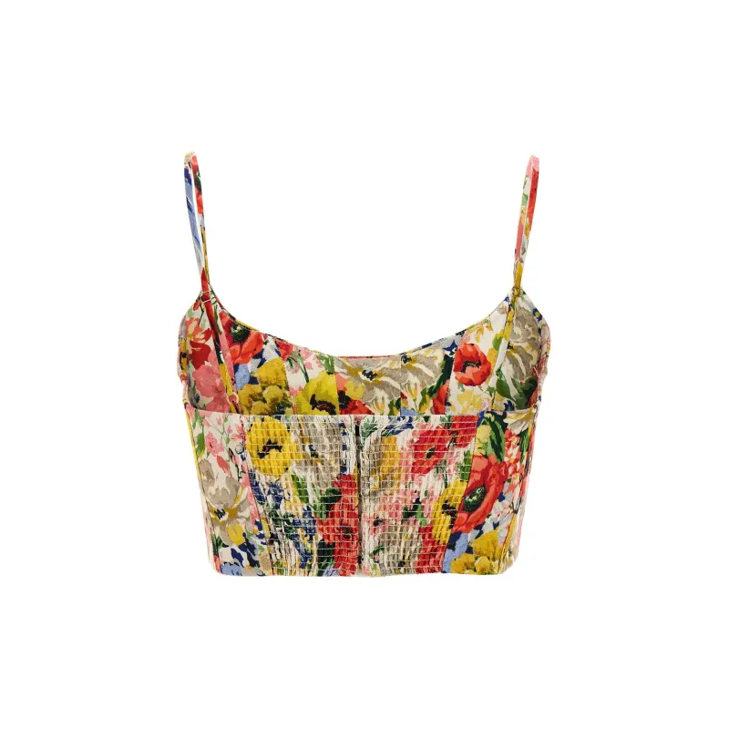 Zimmermann Alight Floral Printed Cropped Corset Top-1