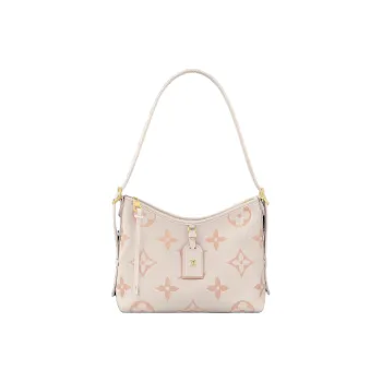 LOUIS VUITTON Embossed Grain Leather Shopping Bag, Handbag, Shoulder Bag Trumpets Women's Latte White & Pink