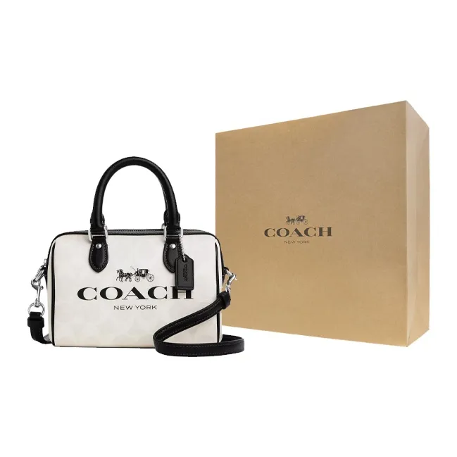 COACH Rowan Coated Canvas Handbag, Shoulder Bag, Crossbody Bag Mini Women's Chalk & Multicolor-6