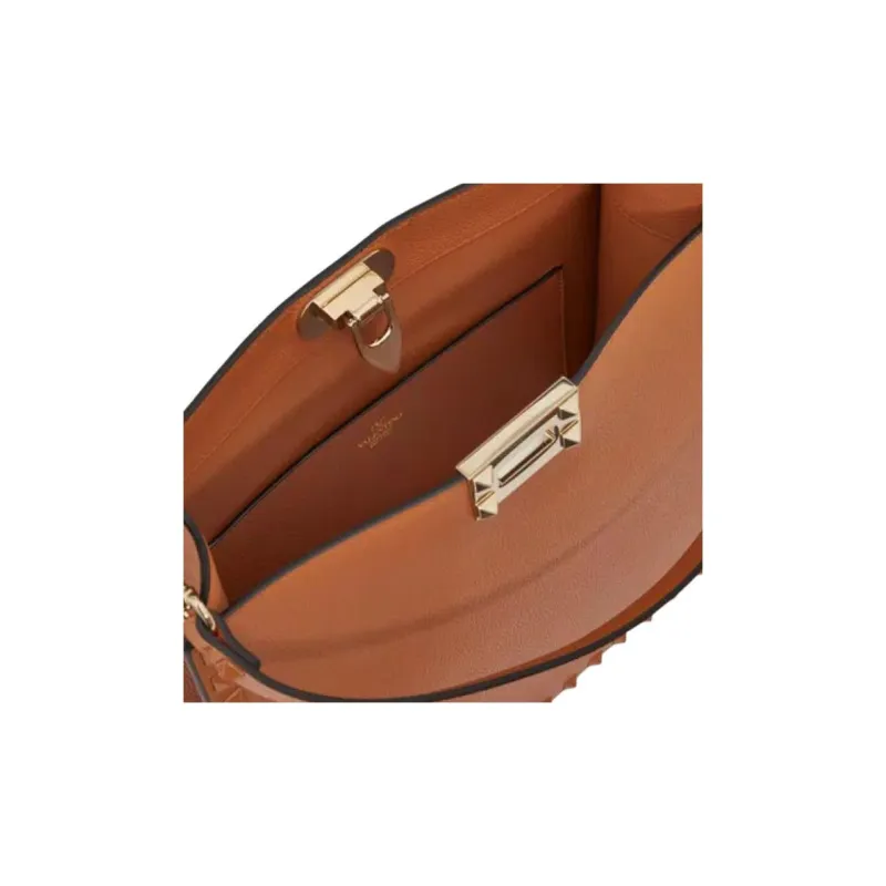Valentino ROCKSTUD Calfskin Shoulder Bag Women's Almond-6